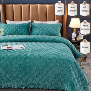 Bettwäsche-Sets PEIDUO Winterbett-Plaid-Flanell-Tagesdecke auf der Bettwäsche, einfache gesteppte Bettwäsche, solide Doppelbettdecke, rutschfeste Bettdecke 230214