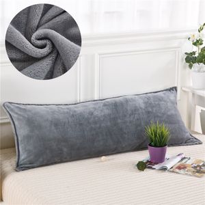 Pillow Case Solid Color Flannel Long Pillow Case Soft Comfortable Adults Double Lover Sleeping Pillow Cover Bedding Body Pillowcase 230214