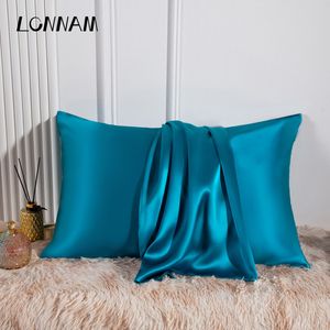 Pillow Case 100% Natural Mulberry Silk Pillowcase 19 Momme Both Sides Real Silk Pillowcase Hidden Zipper Solid Color For Hair and Skin 1pc 230214