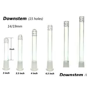 Sigara Boruları Cam Nargile Parçaları ve Aksesuarları Downstem 14/19mm Difüzör 15 Delikli 3inch5.5inch DS003lk Damla Teslimat Ev Gar Dhxor