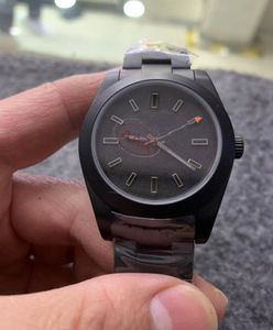 Relógio masculino à prova d'água movimento automático clássico relógio preto fosco Relógios masculinos safira 40mm