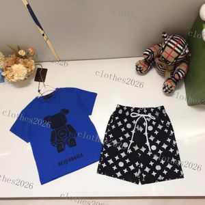 2023 Kid Clothing Sets letter Pattern Boys Girls Tracksuit Summer Short Sleeve Top Tees And Shorts Sets Luxury Designer T-shirts tops shorts Kids Sportsuits 4 style