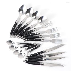 Geschirr-Sets Jaswehome 16-teiliges Laguiole-Steakmesser-Set aus Edelstahl für Abendessen, Gabel, Löffel, Utensilien, gehobenes Besteck