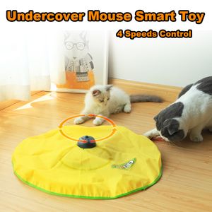Cat oyuncakları 4 hız akıllı elektrikli hareket gizli fare kumaş hareketli tüy etkileşimli kedicik otomatik evcil hayvan 230215