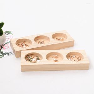 Jewelry Pouches Solid Wood Earrings Ring Display Tray Creative Jewellery Holder