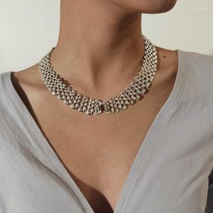 Pendant Necklaces Necklace Punk Hip Hop Chunky Hollow Out Chain Silver Color Linked Wide Chokers For Women Statement Jewelry