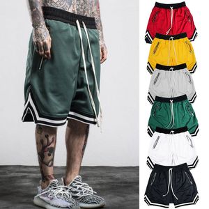 shorts masculinos shorts esportivos de cintura alta de poliéster com bolso com zíper Shorts masculinos casuais fitness calças esportivas de verão malha de ginástica