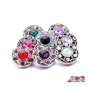 CLASPS HOOKS POCHOTHERSALE RHINESTONE 18mm Snap Button Clasp Vintage Metal Flower Charms Snaps smyckesfynd Fabriksleverant￶rer sl￤pper DHD0S