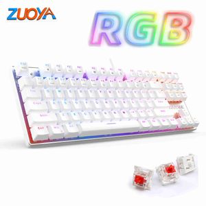 Klavyeler Zuoya Oyun Mekanik Klavye RGB Mix Arka aydınlatmalı Kablolu Klavye Mavi Kırmızı Anahtar Anti-GHOSTING Oyun Dizüstü Bilgisayar PC Rusya T230215