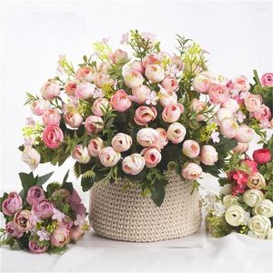 Flores decorativas 13 cabeças 13/1 pacote artificial Camellia Rose floret ao ar livre jardim de festa decorações de outono de casamento móvel