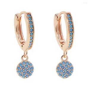 Hoop Earrings 2023 High Quality Minimal Delicate Round Dots Charm Dangle With Turquoises Stone For Women Girl Classic Wedding Jewelry