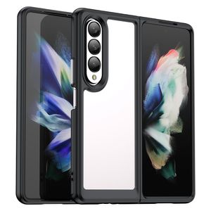 柔らかいバンパーエッジでハードバックをクリアするクリア透明なケースSAMSUNG GALAXY Z FOLD 3 5G/FOLD 4 CASEに互換性のあるスリム保護薄電話カバー