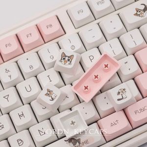 Tastiere 136 tasti XDA Profile Keycaps PBT DYE-SUB Cute Cat Theme Pink Keycap per Cherry Mx Switch GMMK Pro Gaming Tastiera meccanica T230215
