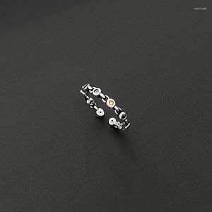 Bröllopsringar koreansk stil minimaliste ring inlay bländande små zirkon mode sammanlåsande smycken för kvinnors engagemang Banquer gåva