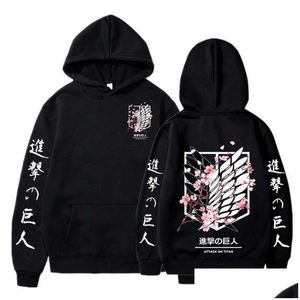 Men'S Hoodies Sweatshirts Japanese Graphic Men Attack On Titan Print Plover Sweatshirt Harajuku Clothes Uni Male Drop Delivery App Dhkfq