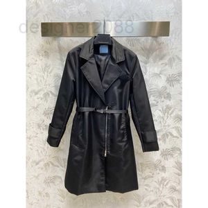 Women's Jackets Designer Brand design Lapel Commuter Long Sleeve Panel Slim Fit Black Spring winder and Autumn Leather Coat E2MX