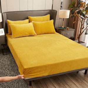 Madrass Pad 1pcs Flanell Bed Sheet Mod Bed Sheets Soft For KingQueen Size Home 1.5m1.8m Bed mode Vinterbäddning Täck Solid Color Flat 230214