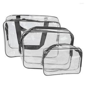 Косметические сумки 3-в-1 ПВХ прозрачные водонепроницаемые многофункциональные