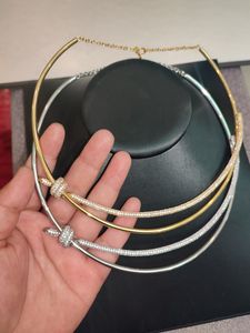 oro argento catena di collegamento collane ciondoli girocollo per gioielli da donna catena a maglia cubana argento Catene da tennis collana donna cuore designer trifogli amore matrimonio di lusso