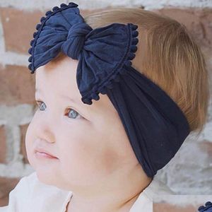 Haaraccessoires Solid nylon bogen hoofdband pom voor kinderen meisjes hoofddeksel baby tulband haarband kinderen drop levering zwangerschap dhsje
