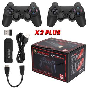 Game Controllers Joysticks X2 Plus Retro TV Game Console 3D 4K Output GameStick 24g Dual Handtag Trådlös kontroller Portabla hemmamatcher 128G 40000 Spel J230214