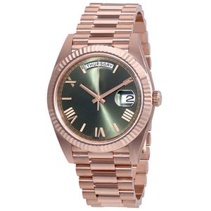 18 tipi di orologi da uomo di lusso orologio rosa quadrante verde 40mm GIORNO DATA orologio da uomo automatico con lancetta dei secondi liscia cinturino in acciaio inossidabile orologio da polso luminoso