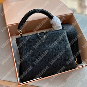 En Kaliteli Capusines Omuz Çantaları Tasarımcı Kadın Çanta Lüks Taurillon Deri Mini Totes Çanta Klasik Siyah Crossbody Boyutu 20cm