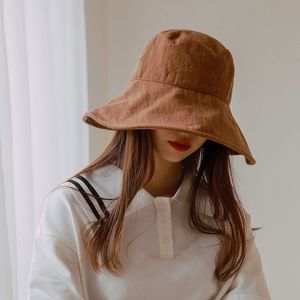 Wide Brim Hats Bucket Hats Summer Large Brim Sun Hat Women Outdoor Bucket Hat Ladies Daily Foldable Beach Hat Girls Cotton UV Protection Visor Hat 230215