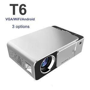 Projectors T6 LCD Projection LED Lamp HD 3500 Lumens Portable VGA WiFi Android Version USB Support 4K 1080P Red Silver 230214