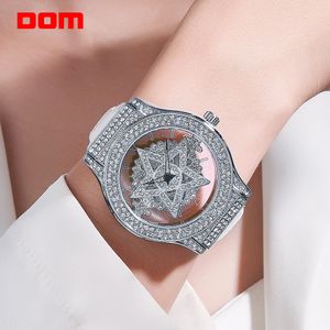 Наручные часы DOM Pentagram Rotating Lucky Star Женские часы Водостойкий циферблат с инкрустированным циркониевым ремешком Модные трендовые часы 230215