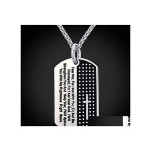 Anhänger Halsketten Collares Bibel Kreuz Männer Halskette Military Dog Tag 316L Edelstahl Schmuck Religiöse Vers Drop Lieferung Penda DH3QM