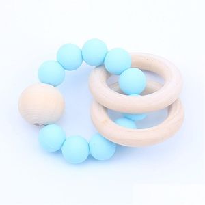 SOOTHERS TETESERS BABY TEELRINGS FOOD GRADE BEECH WOOD TEING RING RING RING TOYS SHOWER PLAY ROUND WOODS WOODS BEAD新生児SILE 826 DHMXE