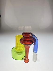 Glas-Wasserpfeife, grün, blau, gelb und rot, Aschefänger, Bohrinsel, Rauchpfeife, 18-mm-Verbindung, Fabrikverkauf