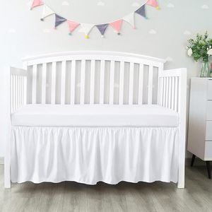 Bed Skirt Top Selling Well Made Crib Bed Skirt Add White Top Sheets 4 Sides Pleated Ruffles for Baby Boys Girls Toddler Nursery Bedspread 230214