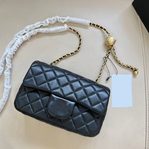 CC Bag Cross Body Женские сумки с жемчугом и золотыми шариками Классический мини-клапан Прямоугольный черный стеганый кошелек с серийным номером Металл Ha