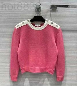 Kadın Sweaters Tasarımcısı Kadınlar Örme Sweater Yün Sonbahar Kızlar Yün Krallık Gömlek Moda Pembe Jumper Yuvarlak Boyun Düğmeleri Zvbo