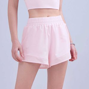 Designer Yoga Erdbeer-Milchshake-Shorts für Damen, rosa, Anti-Licht, Fitnessstudio, Fitness, Rock, Outdoor, atmungsaktiv, einfarbig, Gefühl schnell