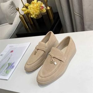 Desiner Loropiana Shoes Online Lp Women's Shoes Doudou Shoes Spring Leather Loafer Shoes Flat Bottom Low Heel Tassels British Style Lazy Casual Shoes