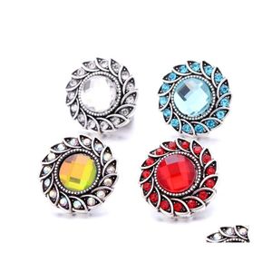 Klamry Haczyki Colorf Rhinestone Zamocnik 18 mm Snap Button Zamknięcie Sier Kolor Metalowe uroki do snapów Lover Biżuter