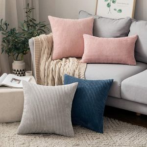 Pillow Case Large Cushion Cover Supersoft Corduroy Pillow Case Nordic Striped Decorative Pillow Cover for Bed Couch Sofa Spring Home Decor 230214