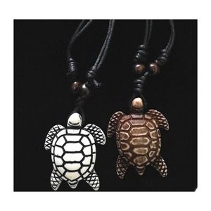 Colar de pingente colar de tartaruga homens imita￧￣o feminina iak osso fofo tartaruga hava￭ surfista tribal Tartarugas marinhas pingentes de pingentes DHF2N