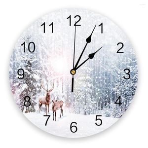 Wall Clocks Snow Winter Christams Love Happy Silent Clock Kitchen Living Room Bathroom Bedroom Office Decorative Hanging