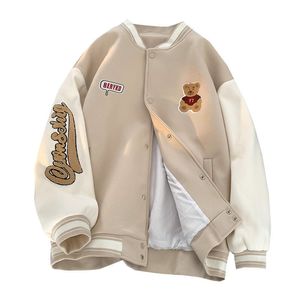 Women's Jackets Bear embroidered baseball jacket women's y2k spring and autumn hiphop college wind men women casual ins trend 230215