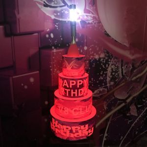 Luxry Party Decoration Rechargeable LED Happy Birthday Cake Bottle Presenter Wine Holder VIP For Night Club KTV Decor