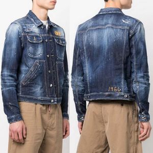 Erkekler boyalı denim ceket ince fit soluk vintage outerwea ağartılmış etki