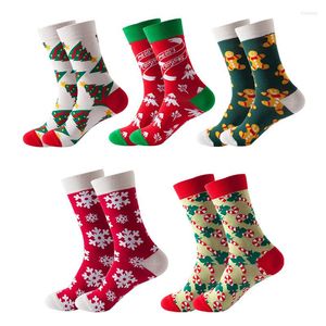 Mulheres meias mulheres natal engraçado natal Santa Claus Tree Snowflake Cotton Tube Crew Happy Sock Men Year Sokken Gift