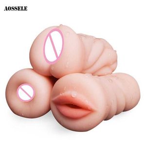 Sex Toy Massager Realistic Pussy Pocket Male Masturbator Oral Artificial Vagina Mouth Anal Vibrator Sex toys Toys for Men Erotic