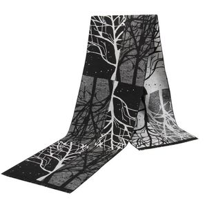 Szaliki Mężczyźni wydrukowane szalik zimowy wzór drzewa flanelowego Tassels Wysokiej jakości ciepłe 180*30cm bawełniane szale w stylu biznesowym 230215