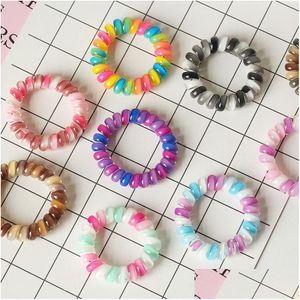 Hair Accessories 7 Colors Fabric Telephone Wire Band Gradient Mermaid Glitter Ponytail Holder Elastic Phone Cord Line Tie 360 Drop D Dhtcw