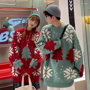 Men's Sweaters Christmas Couple Clothes Winter Men Long Sleeve O Neck Sweater Tree Print Harajuku Casual Festival Oversized Pullovers